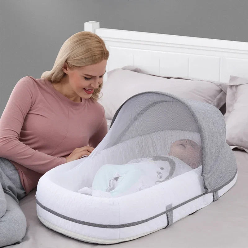 Baby Travel Bed Newborns Sleeping Nest with Net Foldable Baby Nest Mosquito Bassinet Infant Sleeping Bag Newborns Cradle Cribs