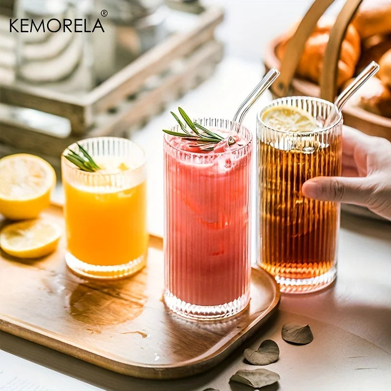 Modern Stylish Ribbed Glass Tumblers