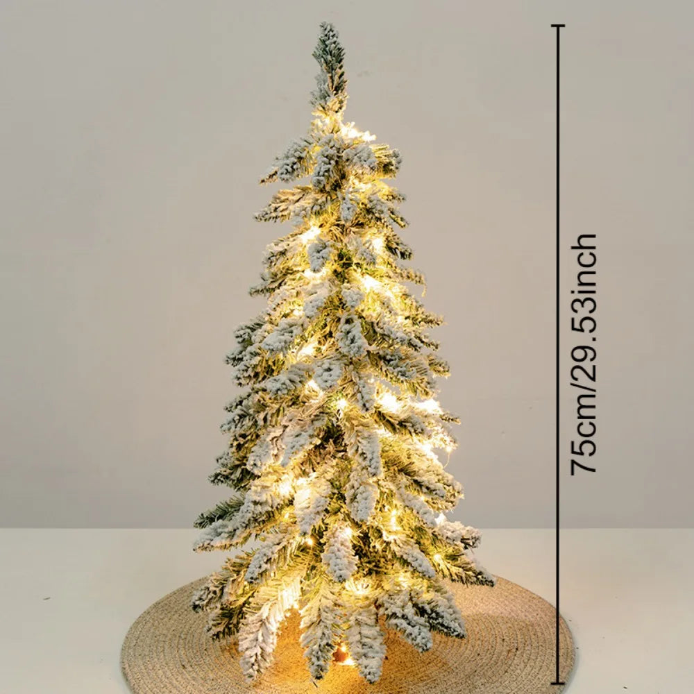 Mini Flocked Christmas Tree Pre Lit Artificial Tabletop Christmas Trees Snow Flocked Xmas Tree DIY Decorations