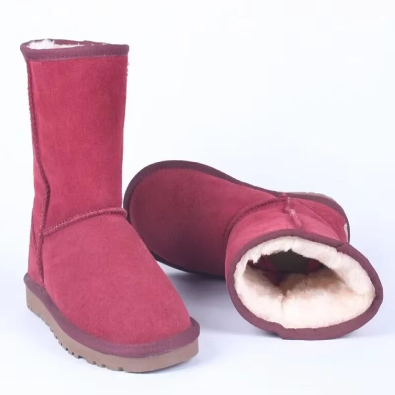Cow Suede Leather Snow Boots Women Top Quality Australia Fur Boots Winter Boots for Women Warm Wool Ankle Boots Botas Mujer