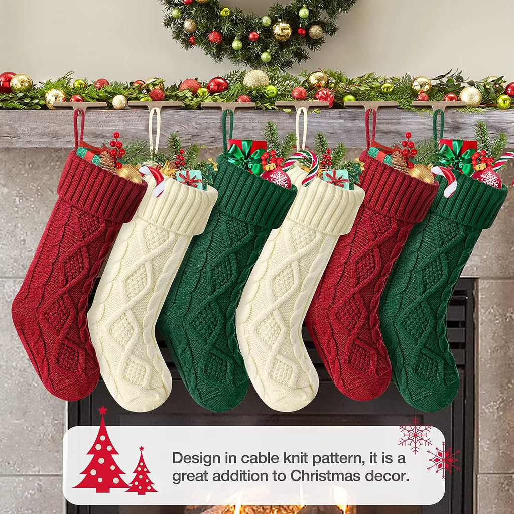 Christmas Stockings for Kids Large Size Cable Knit Stocking Christmas Decorations for Family Party