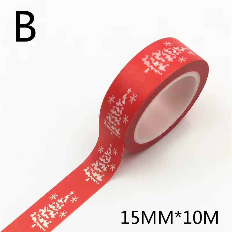 1PC Christmas Washi Tapes Snowflake Reindeer Stripes Kawaii Masking Tapes Stickers Stationery Scrapbooking School Supplies