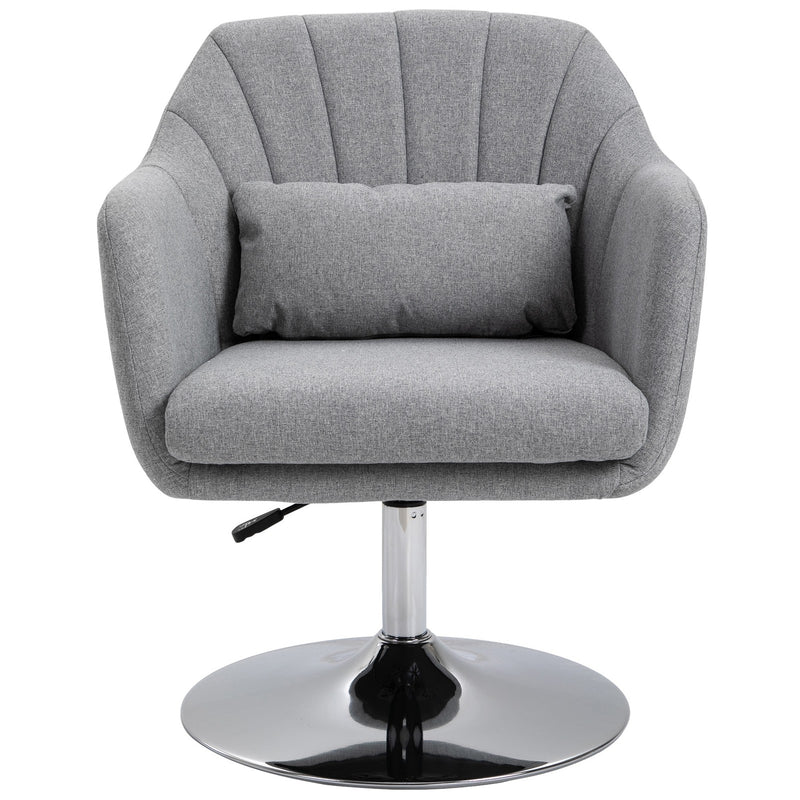 HOMCOM Stylish Retro Linen Swivel Tub Chair Steel Frame Cushion Seat Light Grey