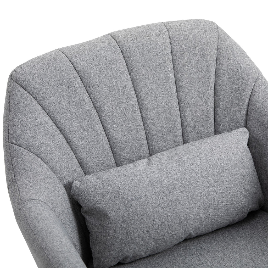 HOMCOM Stylish Retro Linen Swivel Tub Chair Steel Frame Cushion Seat Light Grey