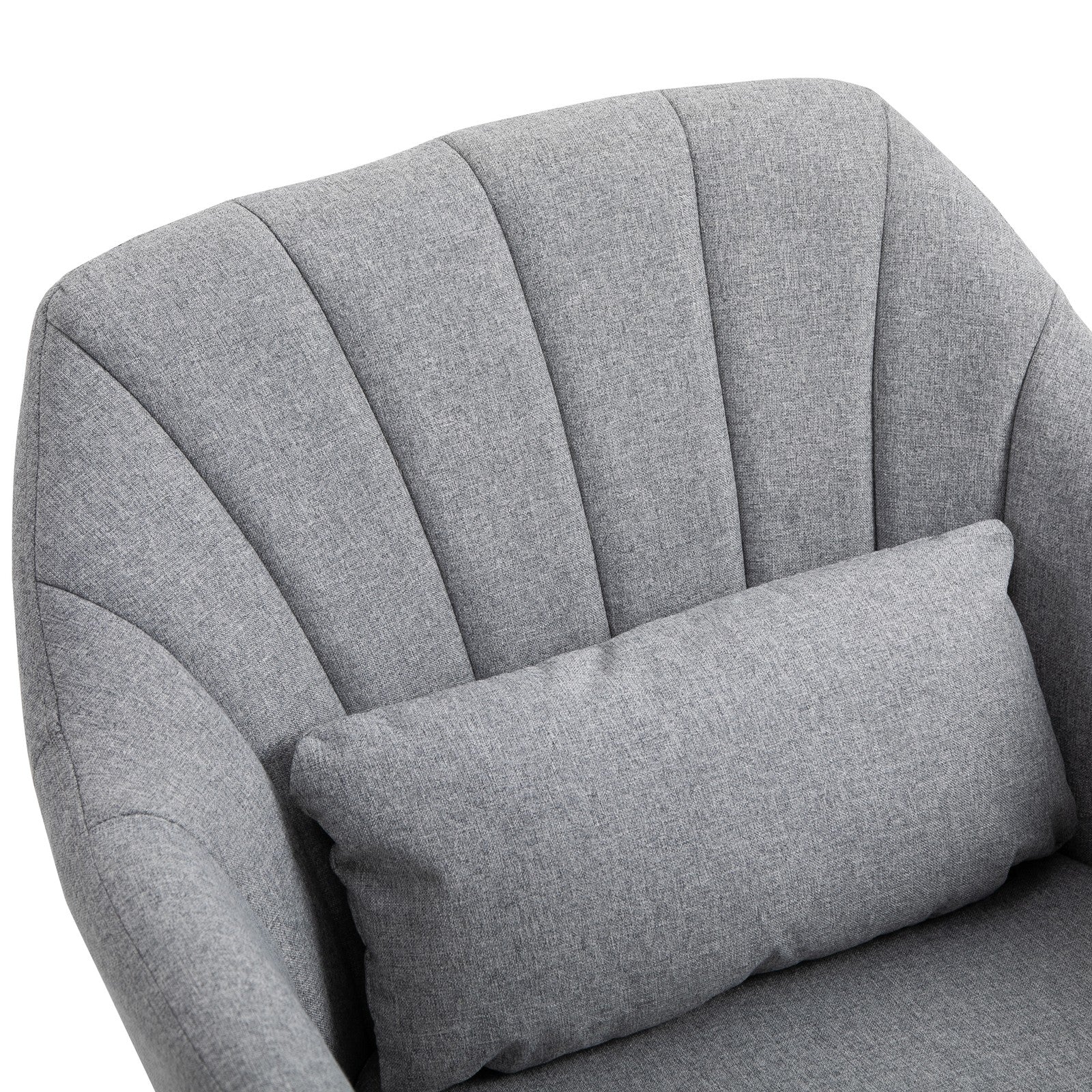 HOMCOM Stylish Retro Linen Swivel Tub Chair Steel Frame Cushion Seat Light Grey