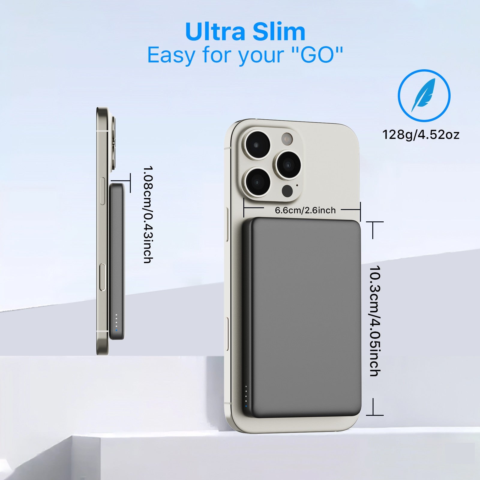 Ultra Slim Magnetic Wireless Power Bank 5000Mah 20W 20W Portable Fast Charging