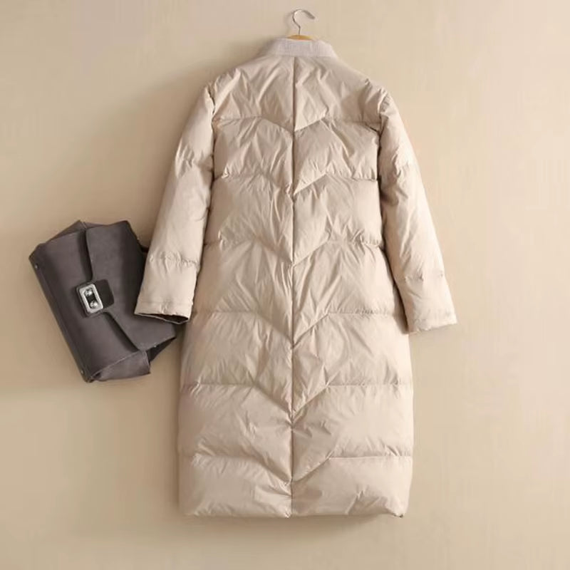 Winter Long Warm Duck down Jackets Women Fashion Oversize Thick Coat Autumn Casual Slim Pocket Parka ED1358