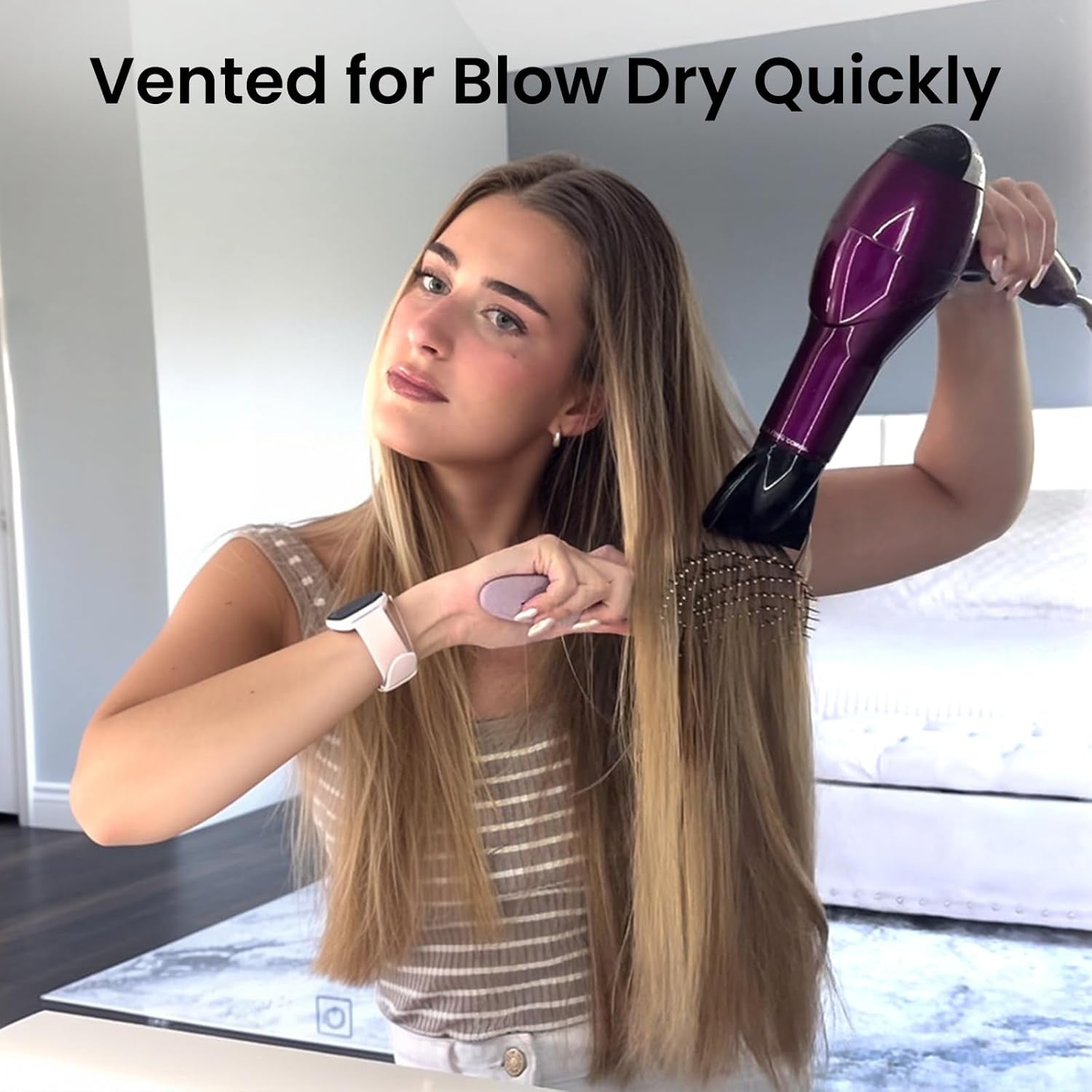 Detangle Brush - Bio-Friendly Curved Vented Brush W/Soft Bristles, Glides through Tangles for Thick Hair, Wet or Dry - Suitable for Women, Men & Kids