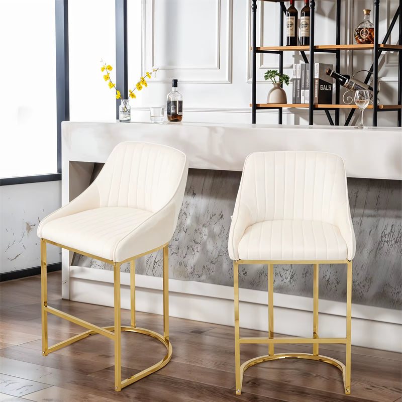 Upholstered Bar Stools Set of 2 Comfortable Dining Chairs for Home Furniture