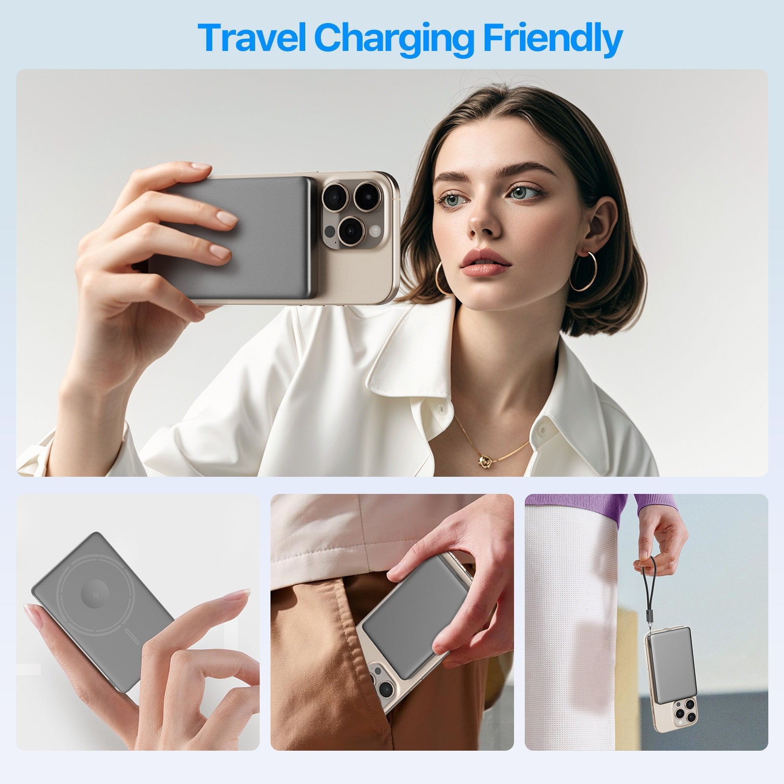 Ultra Slim Magnetic Wireless Power Bank 5000Mah 20W 20W Portable Fast Charging