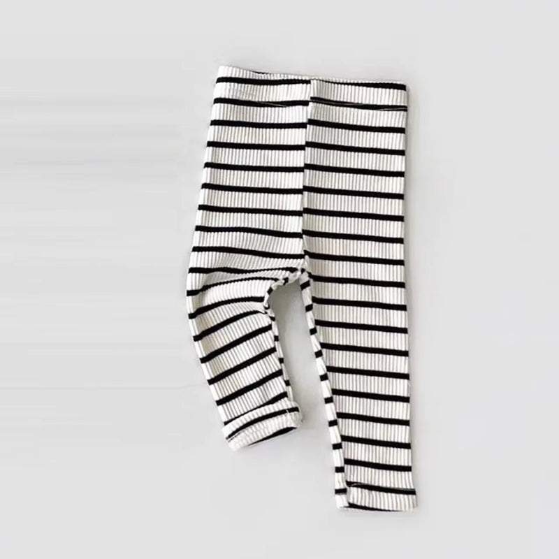 Baby Solid Leggings Girls All-Match Striped Skinny Pants Kids Cotton Elasticity Slim Pants Newborn Boy Stretch Trousers