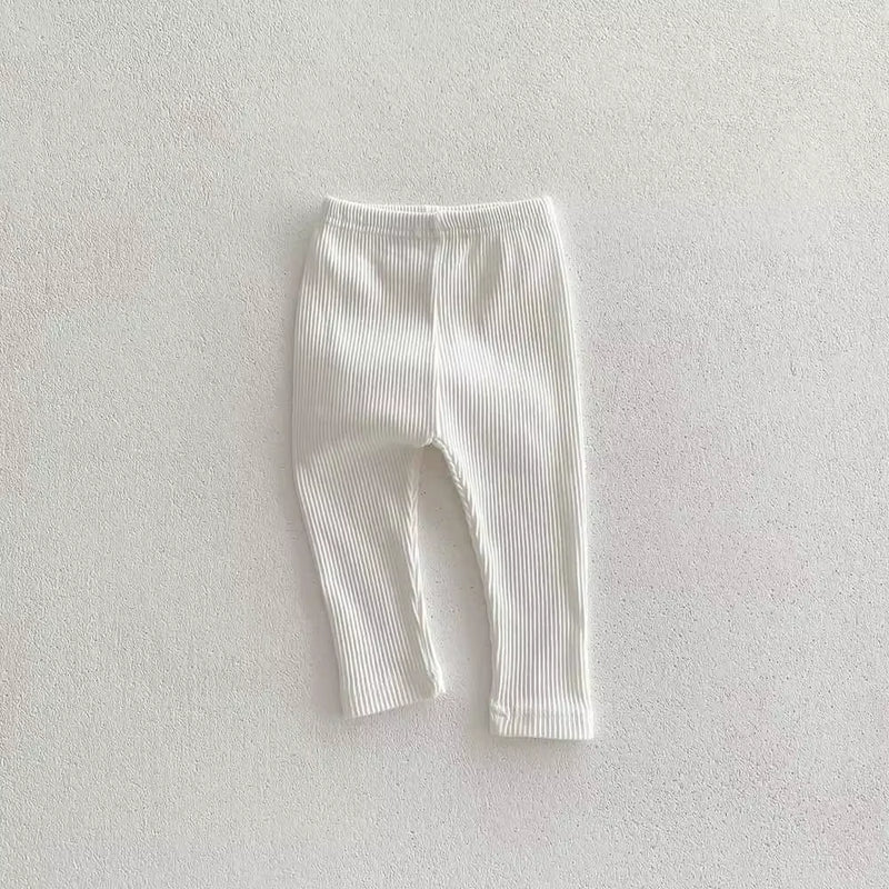 Baby Solid Leggings Girls All-Match Striped Skinny Pants Kids Cotton Elasticity Slim Pants Newborn Boy Stretch Trousers