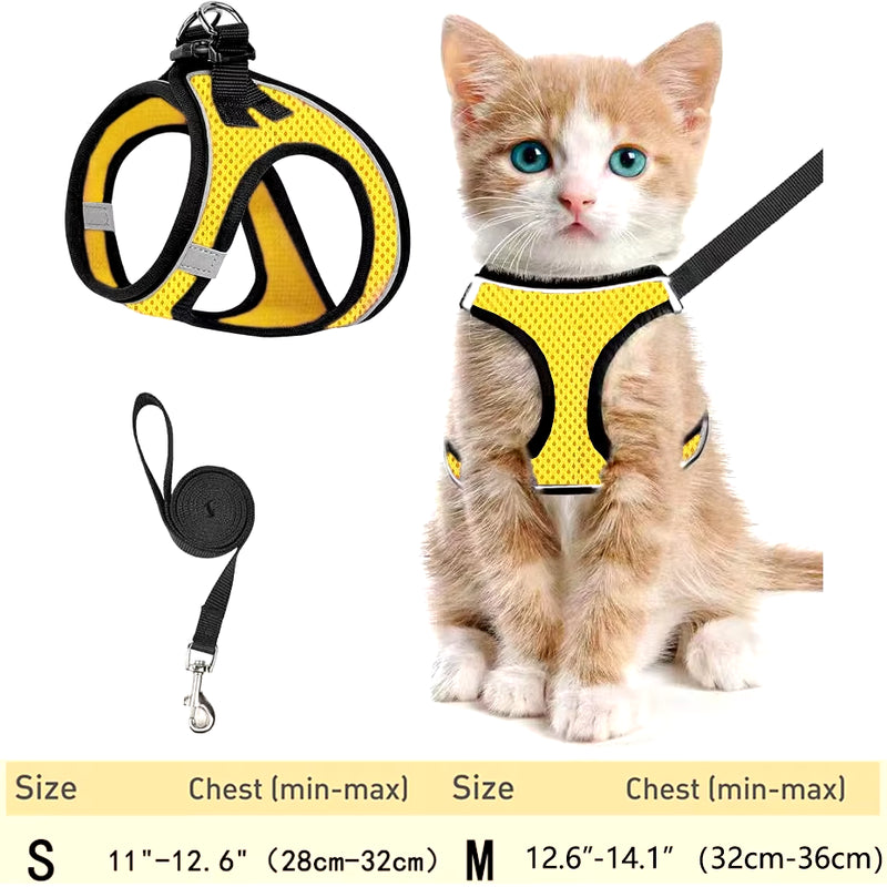 Cat Harness and Leash for Walking Escape Proof, Adjustable Kitten Vest Harness Reflective Soft Mesh Puppy Harness for Outdoor, C