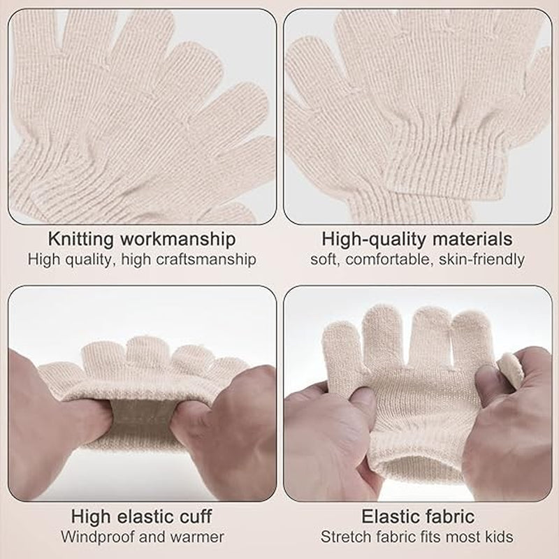 Kids Winter Hat Scarf Gloves Set 3-In-1 Warm Knit Beanie Cap Neck Warmer Mittens