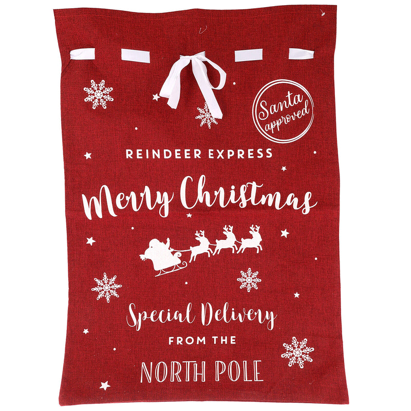 Christmas Sack Jute Bag Drawstring Gift Reusable Present Stocking Storage XL