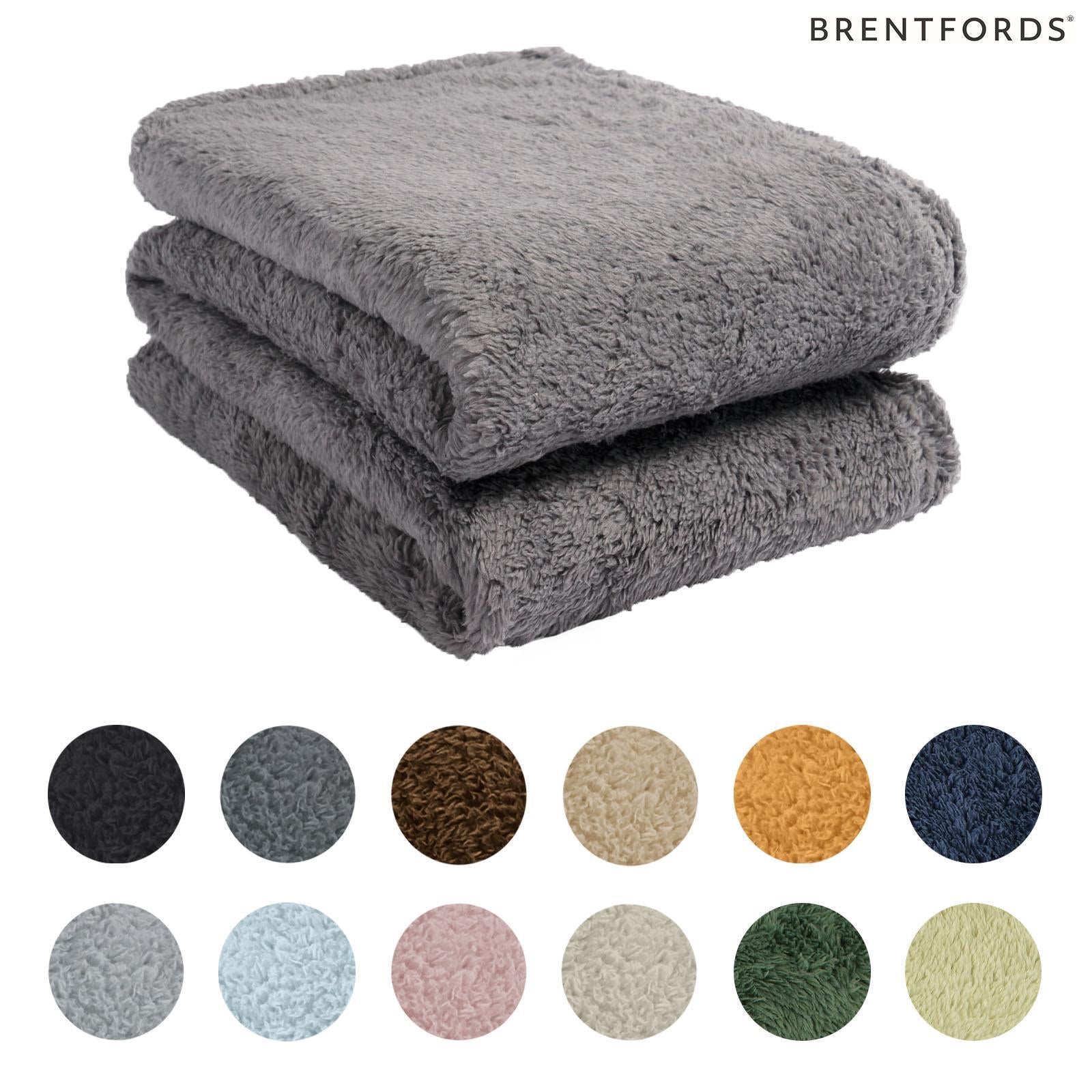 Brentfords Teddy Fleece Bear Blanket Large Throw over Bed Plush Soft Bedspread