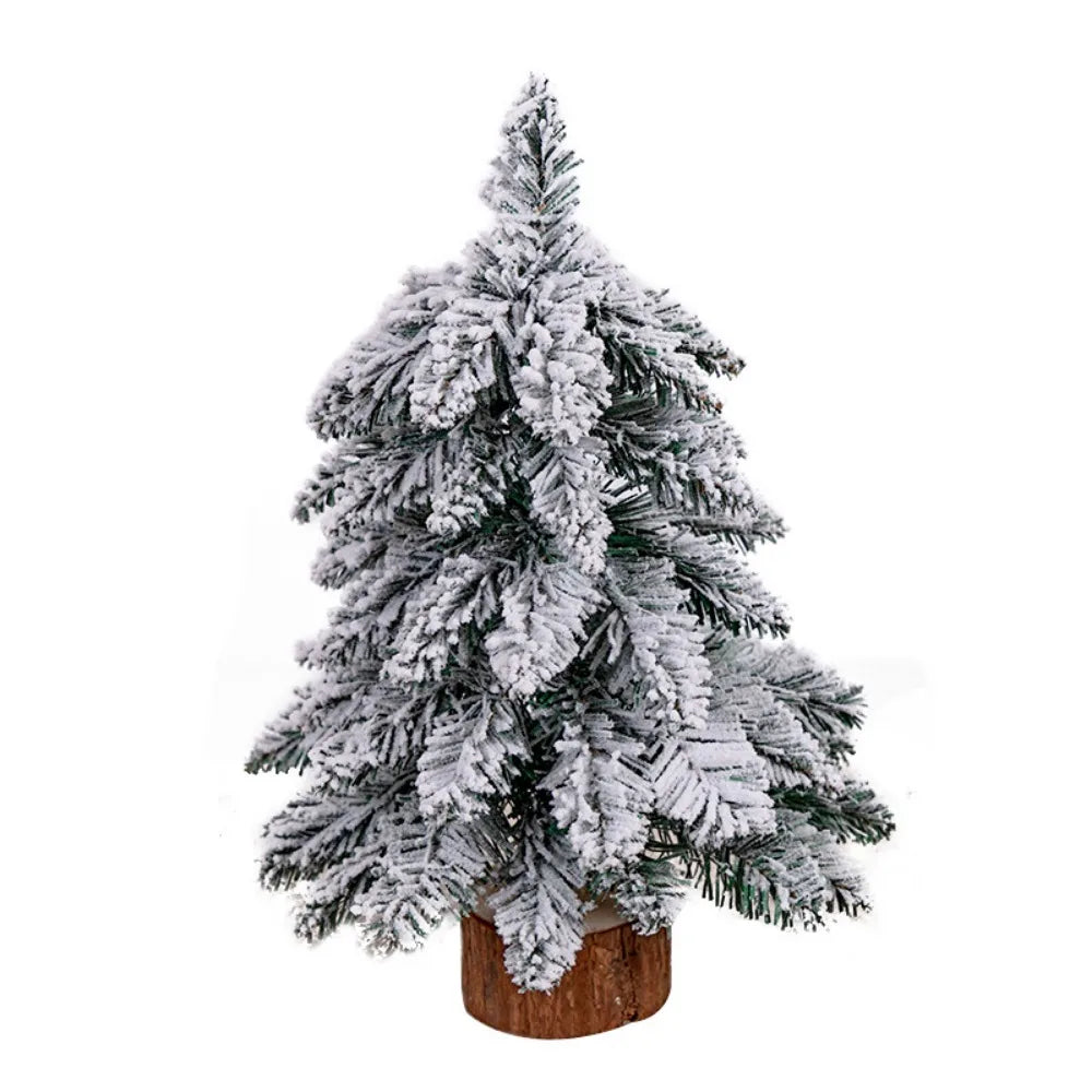 Mini Flocked Christmas Tree Pre Lit Artificial Tabletop Christmas Trees Snow Flocked Xmas Tree DIY Decorations