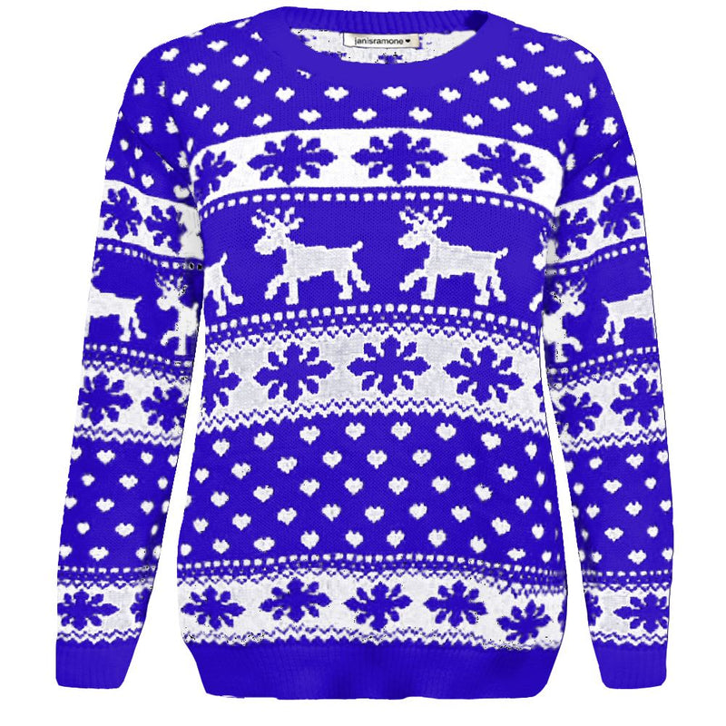 Kids Snowflake Reindeer Christmas Jumper Girls Boys Knitted Winter Xmas Sweater