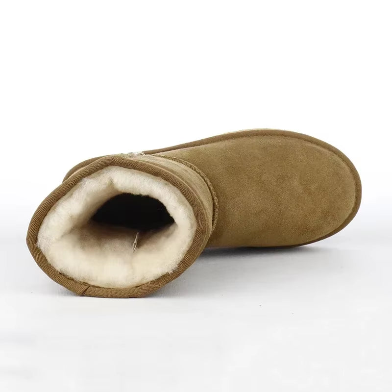 Cow Suede Leather Snow Boots Women Top Quality Australia Fur Boots Winter Boots for Women Warm Wool Ankle Boots Botas Mujer