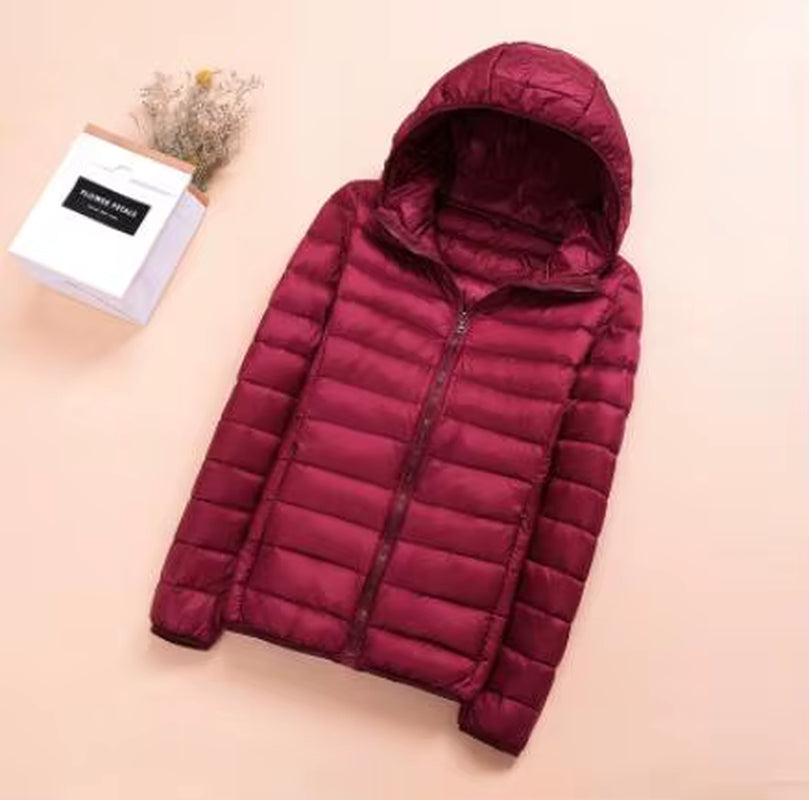 Spring Womens down Jackets Ultra Light Winter Duck down Coat Short Hoodie Puffer Jacket Parkas ED659