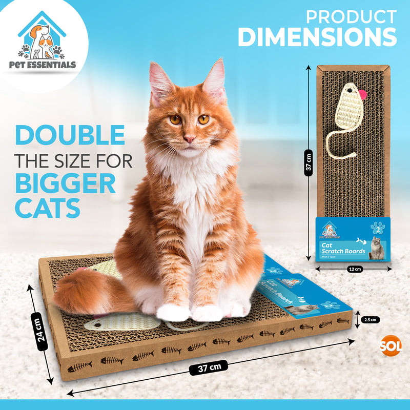 2Pk Cat Scratcher Pads | Kitten Scratching Board Mat Cardboard Bed Pet Play Toy