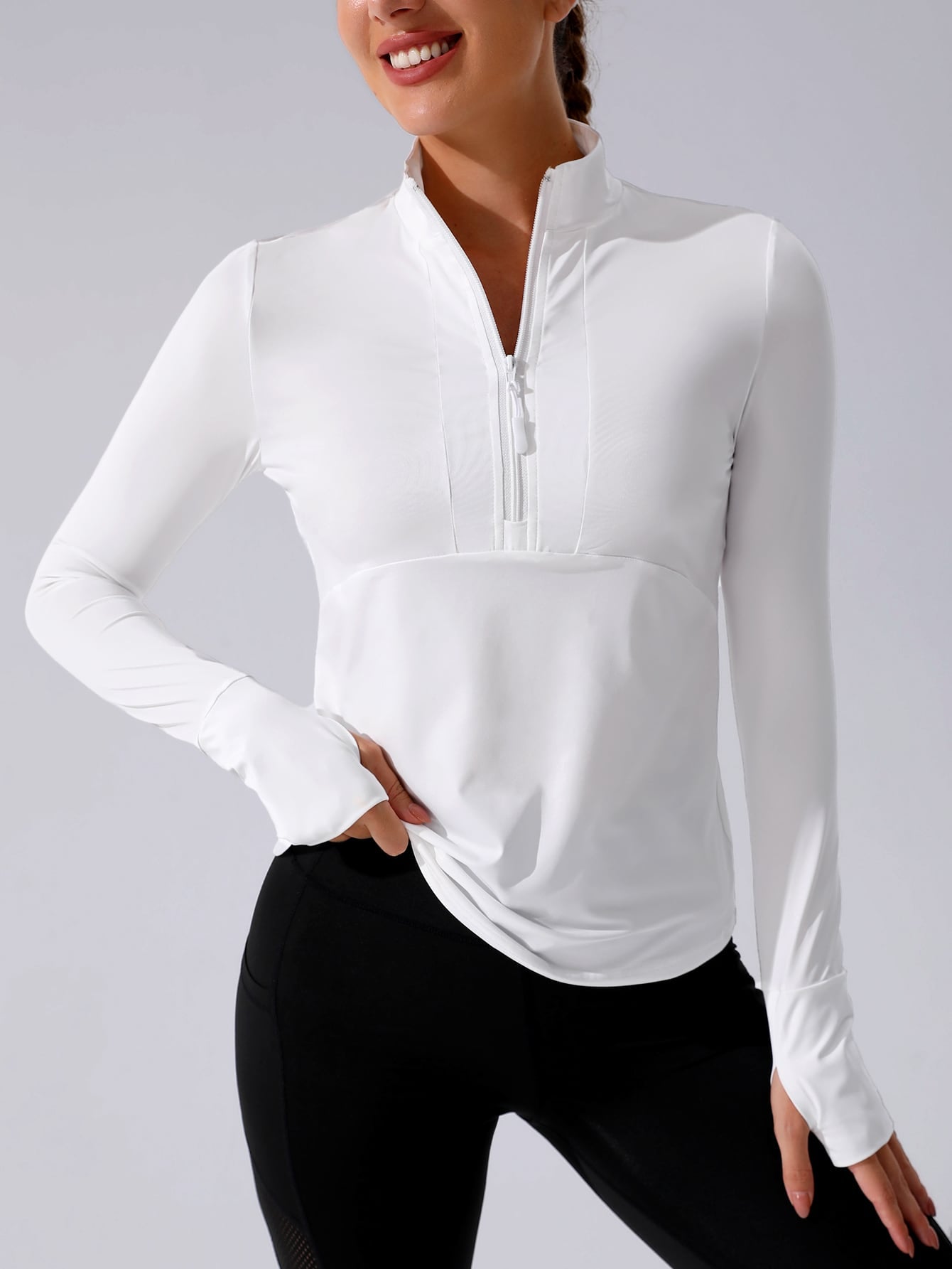 Sovereign Charm Half Zip Thumb Holes Sports Sweatshirt Fall Sweatshirts