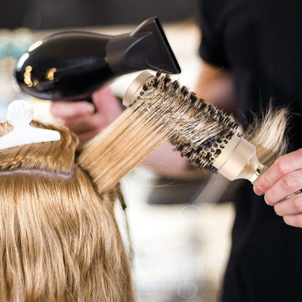 round Barrel Hair Brush with Simulation Boar Bristle, with Natural Wild Boar Bristles for Hair Blow Drying, Styling, Curling, Straightening, 53Mm Large, round Barrel Hair Brush