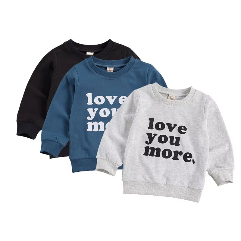 Toddler Kids Girls Boys Sweatshirts, Long Sleeve round Neck Letter Printed Casual Pullover Tops 6M-4Y Spring Autumn