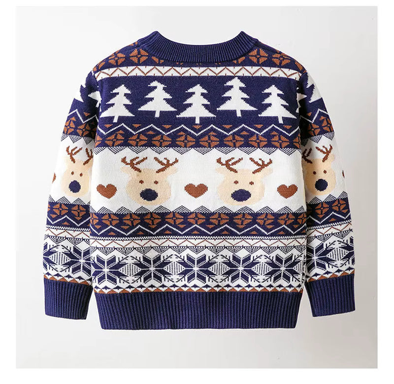 Christmas Reindeer Sweaters Boys Girls Xmas Pullovers Cartoon Deer Jumper