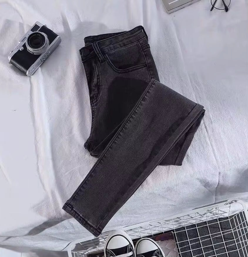 Elastic Strech Jeans for Women High Waist Full Length Skinny Pencil Black Blue Denim Pants Slim Streetwear Female Trousers