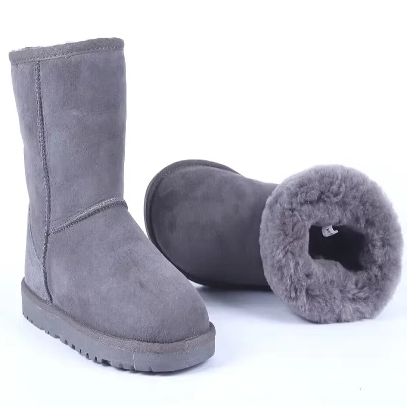 Cow Suede Leather Snow Boots Women Top Quality Australia Fur Boots Winter Boots for Women Warm Wool Ankle Boots Botas Mujer