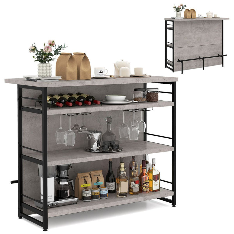 Industrial Home Bar Unit with 3 Open Shelves