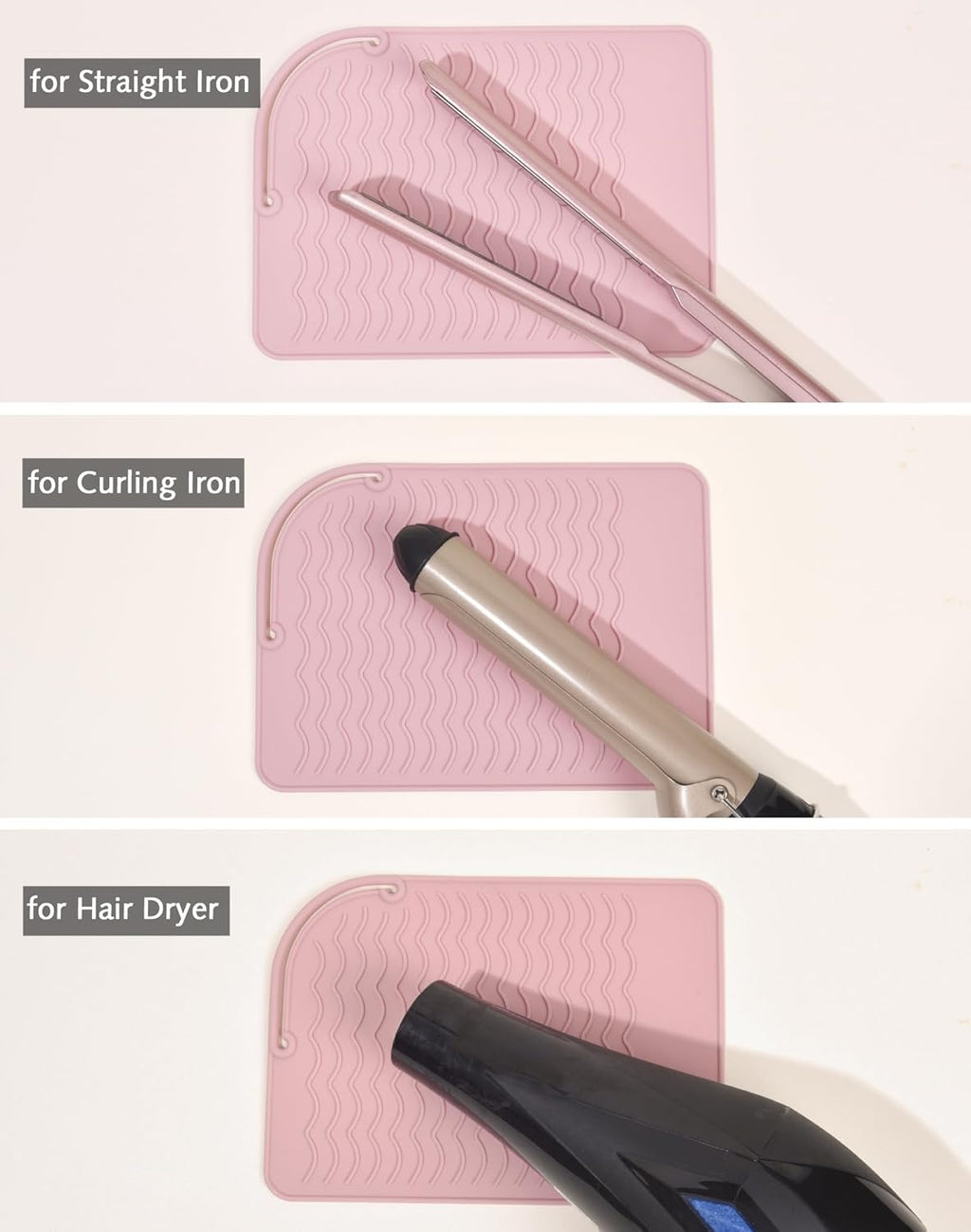Silicone Heat Resistant Mat for Hair Straightener, Curling Irons, Flat Iron, Curling Iron, Multifunctional Non-Slip Mat Pad for Hot Hair Styling Tools (Black)