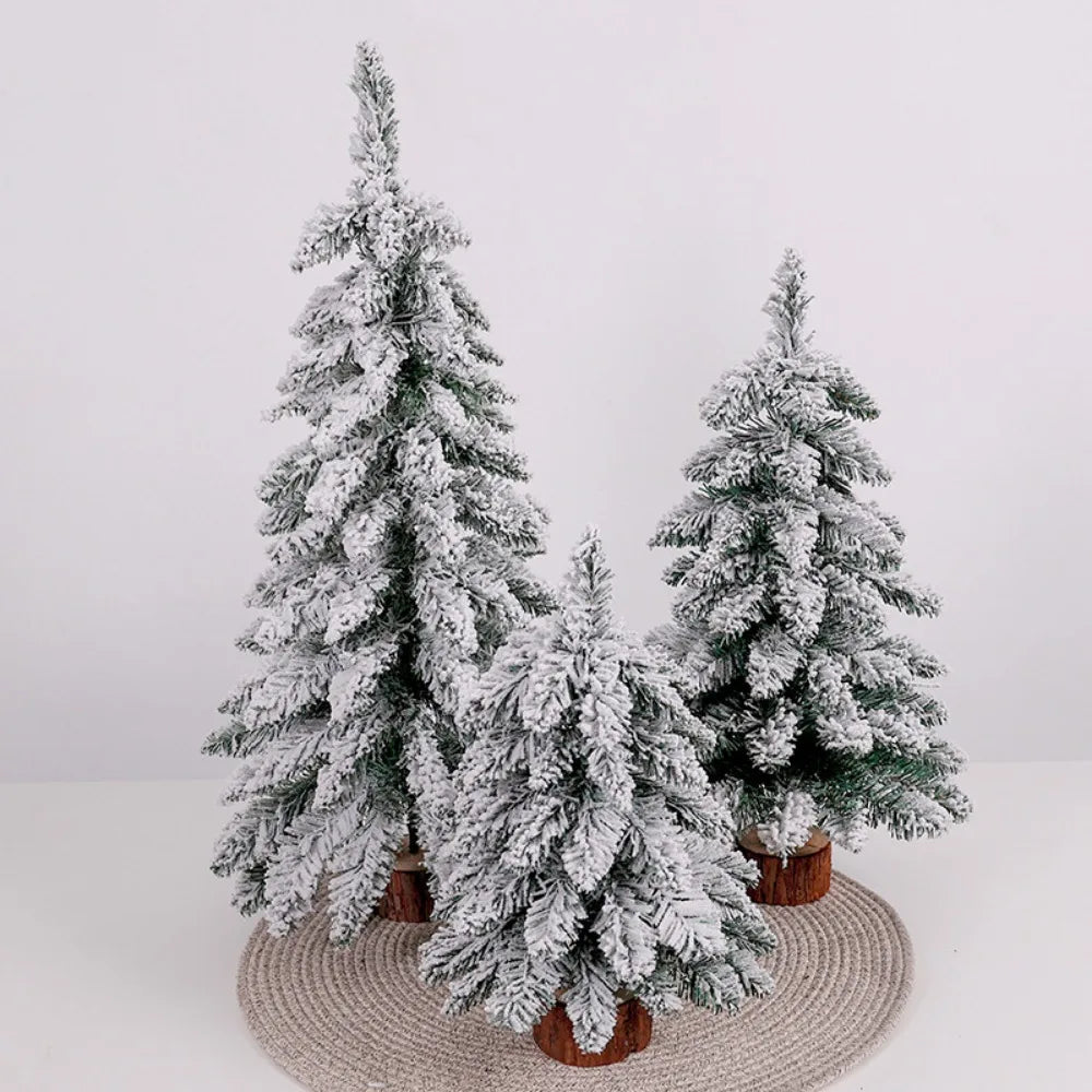 Mini Flocked Christmas Tree Pre Lit Artificial Tabletop Christmas Trees Snow Flocked Xmas Tree DIY Decorations