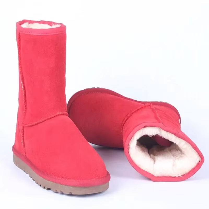 Cow Suede Leather Snow Boots Women Top Quality Australia Fur Boots Winter Boots for Women Warm Wool Ankle Boots Botas Mujer