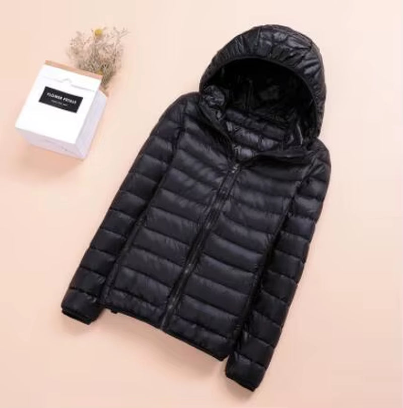 Spring Womens down Jackets Ultra Light Winter Duck down Coat Short Hoodie Puffer Jacket Parkas ED659