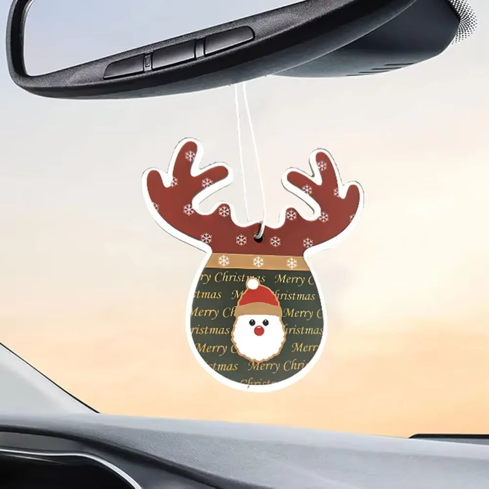 1-3Pcs Christmas Cute Reindeer Style Holiday Air Freshener Hanging Paper Furniture Hanging Ornaments Home Bathroom Freshener