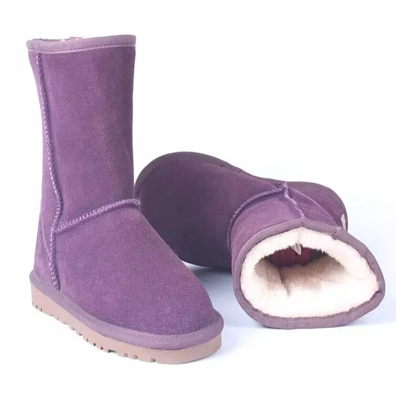 Cow Suede Leather Snow Boots Women Top Quality Australia Fur Boots Winter Boots for Women Warm Wool Ankle Boots Botas Mujer