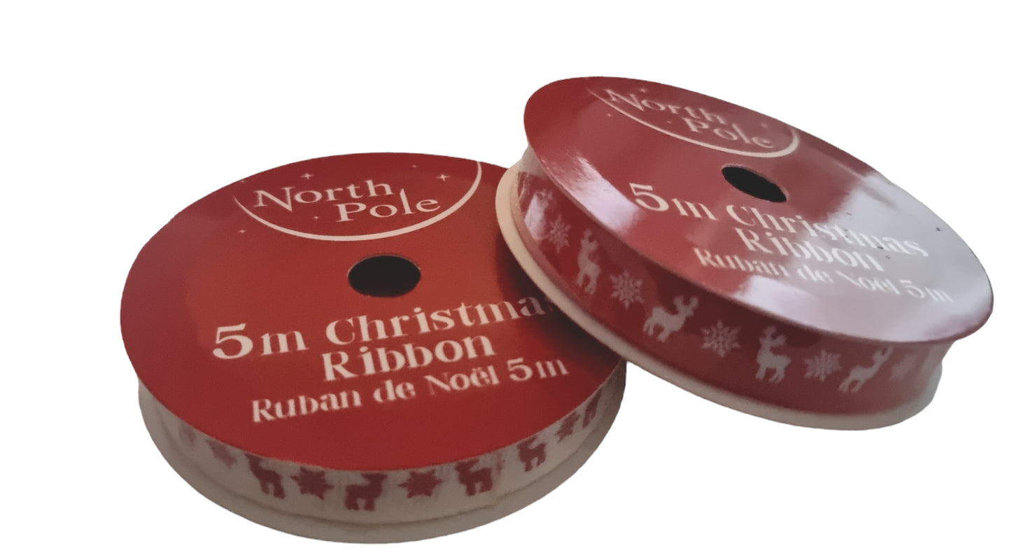 Christmas Satin Ribbon Gift Snowflake 10Mm Crafts Decoration Presents Xmas 5M