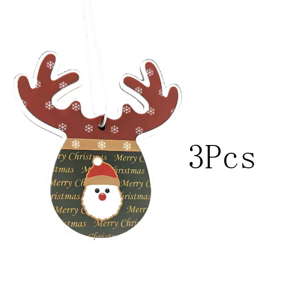 1-3Pcs Christmas Cute Reindeer Style Holiday Air Freshener Hanging Paper Furniture Hanging Ornaments Home Bathroom Freshener