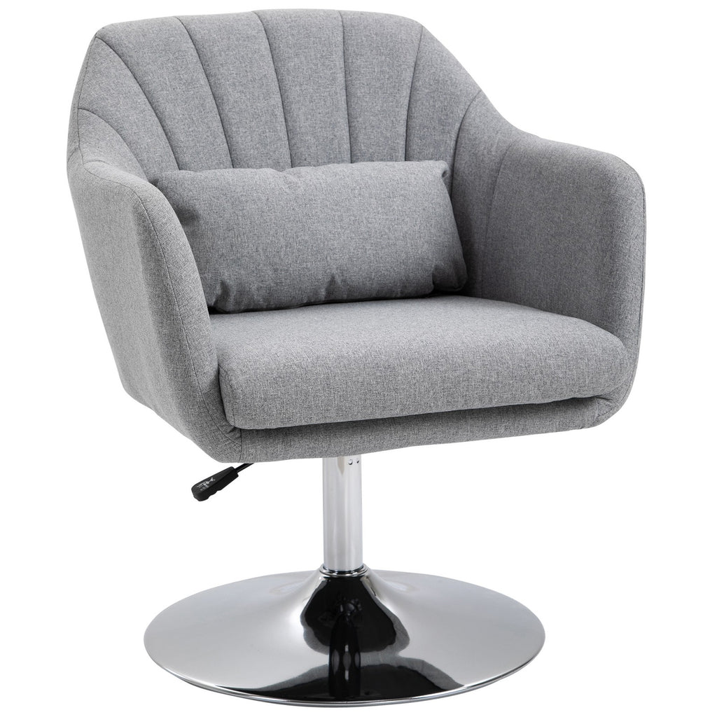 HOMCOM Stylish Retro Linen Swivel Tub Chair Steel Frame Cushion Seat Light Grey