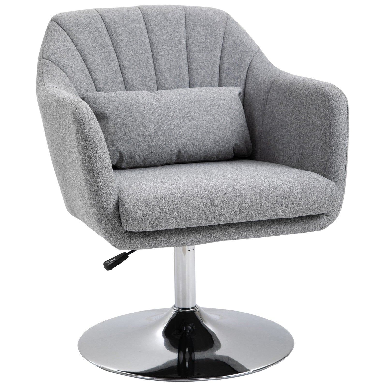 HOMCOM Stylish Retro Linen Swivel Tub Chair Steel Frame Cushion Seat Light Grey