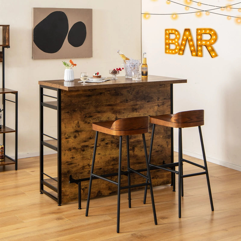 Industrial Home Bar Unit with 3 Open Shelves