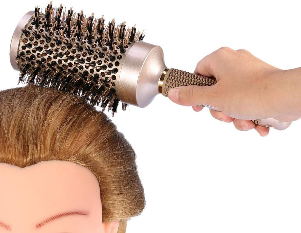 round Barrel Hair Brush with Simulation Boar Bristle, with Natural Wild Boar Bristles for Hair Blow Drying, Styling, Curling, Straightening, 53Mm Large, round Barrel Hair Brush