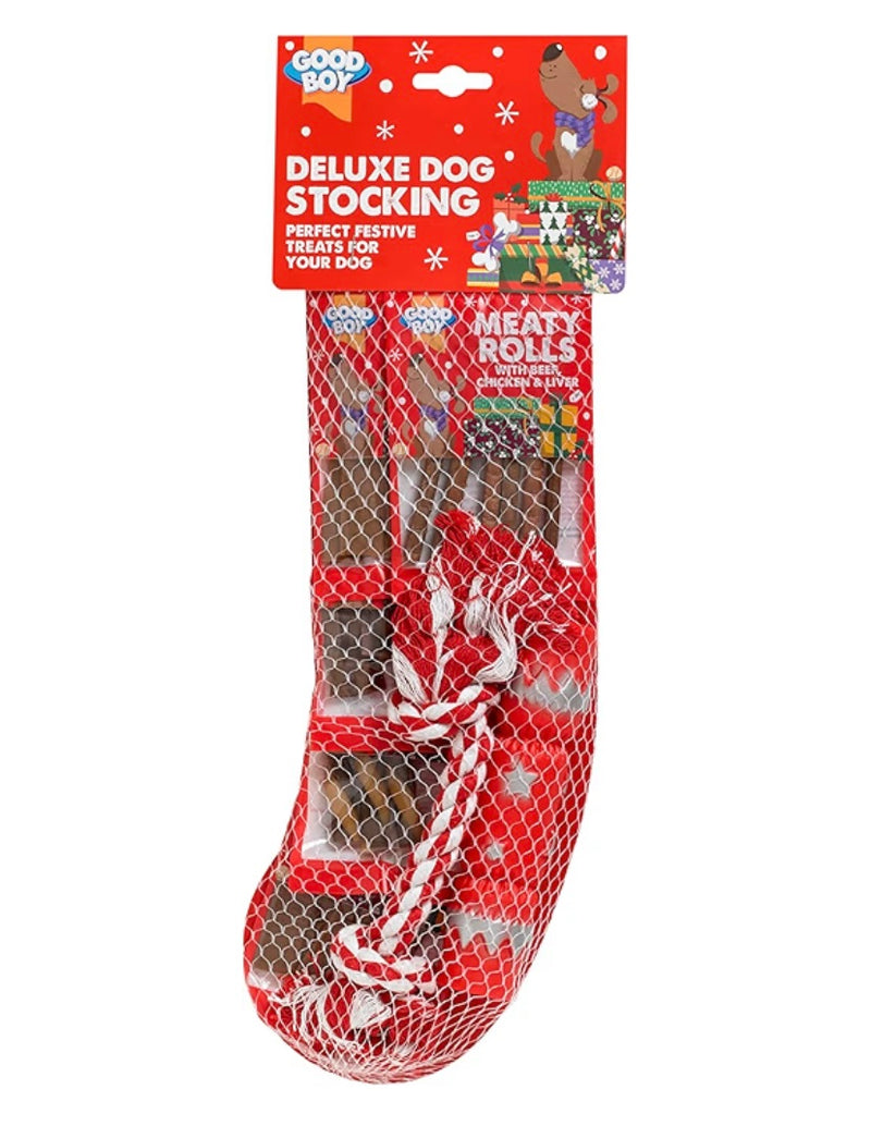 Deluxe Dog Christmas Stocking With Real Meat Treats & Toys