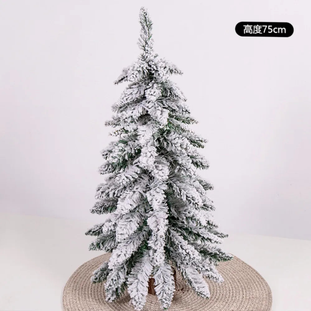 Mini Flocked Christmas Tree Pre Lit Artificial Tabletop Christmas Trees Snow Flocked Xmas Tree DIY Decorations