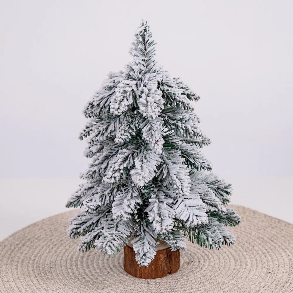 Mini Flocked Christmas Tree Pre Lit Artificial Tabletop Christmas Trees Snow Flocked Xmas Tree DIY Decorations