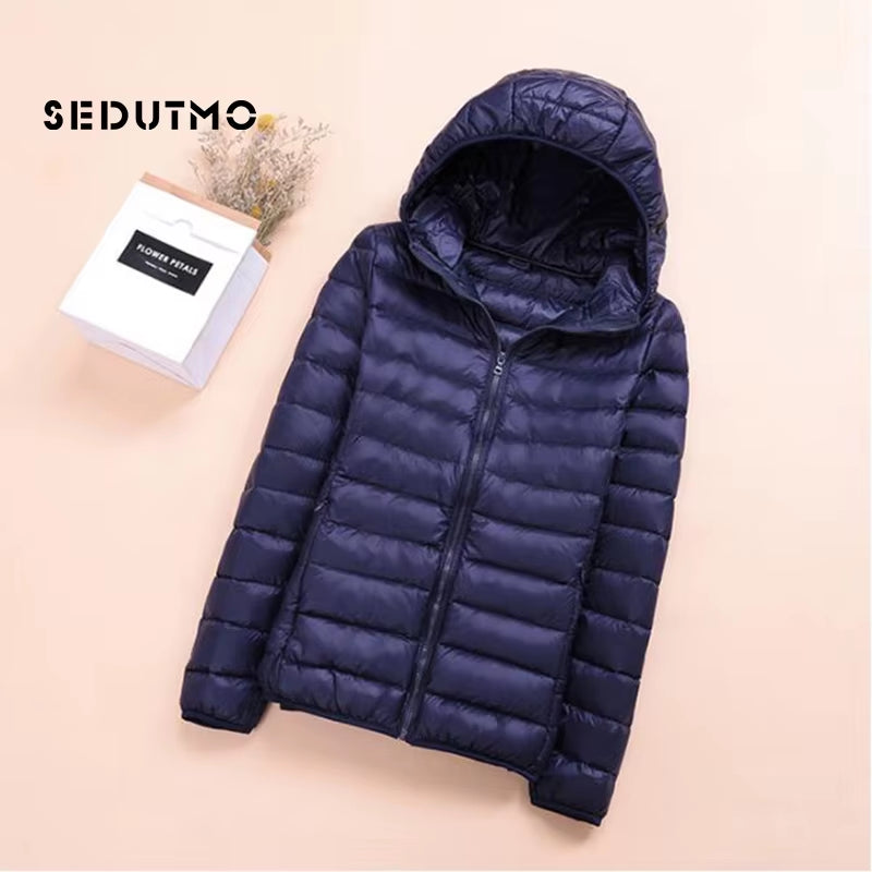 Spring Womens down Jackets Ultra Light Winter Duck down Coat Short Hoodie Puffer Jacket Parkas ED659