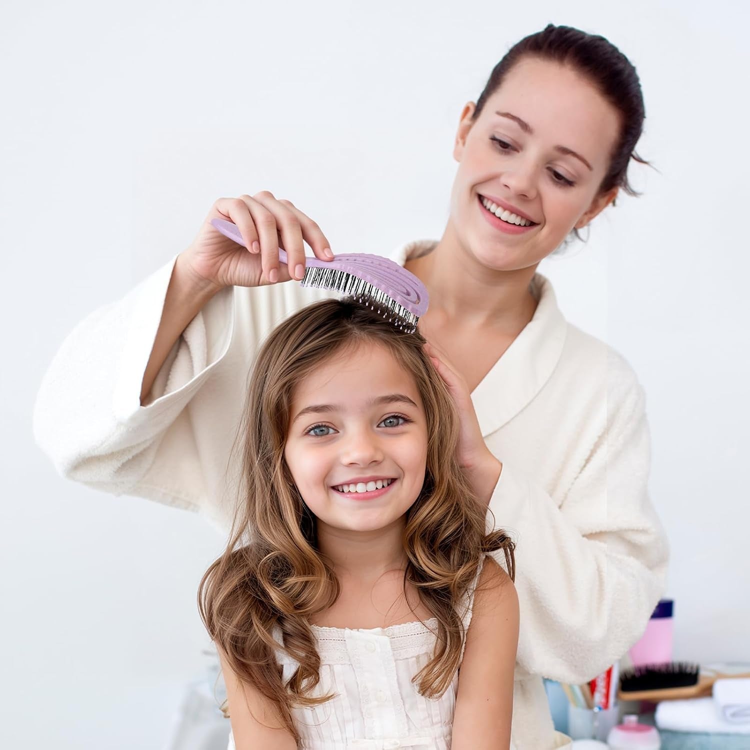 Detangle Brush - Bio-Friendly Curved Vented Brush W/Soft Bristles, Glides through Tangles for Thick Hair, Wet or Dry - Suitable for Women, Men & Kids