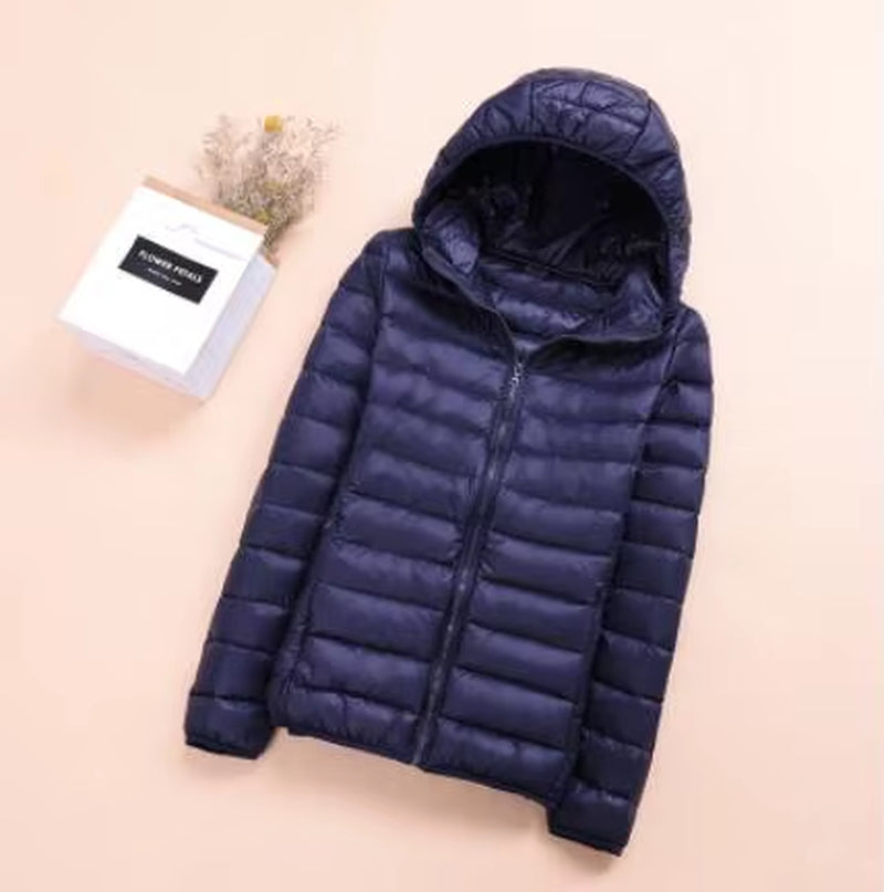 Spring Womens down Jackets Ultra Light Winter Duck down Coat Short Hoodie Puffer Jacket Parkas ED659